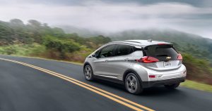 2019 Chevy Bolt EV driving on a winding road