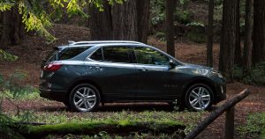 2020 Chevrolet Equinox in blue in a forest 