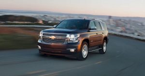 2020 Chevy Tahoe driving down a paved road